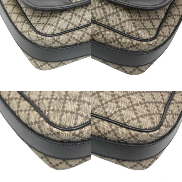 GUCCI Logo Diamante Shoulder Crossbody Bag PVC Leather Black Brown SHW - Picture 16 of 16